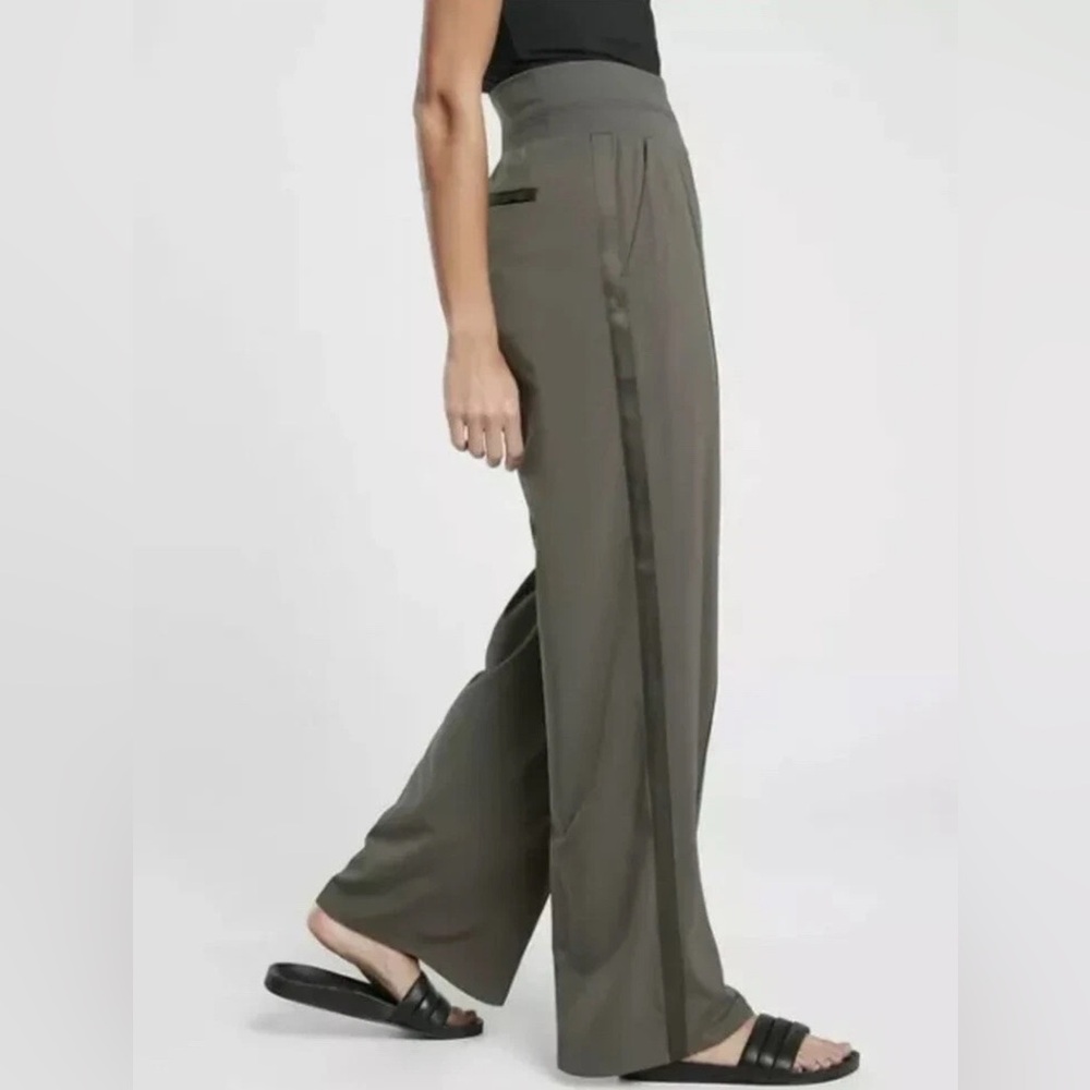 Athleta Nolita Wide Leg City Pants Olive High Waist - Picture 3 of 4